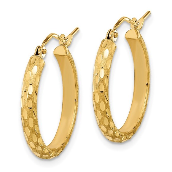 14k Yellow Gold Polished & Satin Diamond-cut Hoop Earring 20.44 L x 19.86 mm W